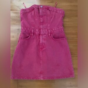 Pink Zara Strapless Denim Dress